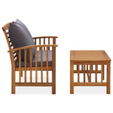 2 Piece Garden Lounge Set with Cushions Solid Acacia Wood - Front View