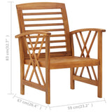 Garden Chairs 2 pcs Solid Acacia Wood - Low Angle