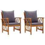 Garden Chairs with Cushions 2 pcs Solid Acacia Wood