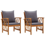 Garden Chairs with Cushions 2 pcs Solid Acacia Wood
