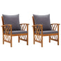 Garden Chairs with Cushions 2 pcs Solid Acacia Wood