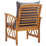 Garden Chairs with Cushions 2 pcs Solid Acacia Wood - 45-Degree Angle