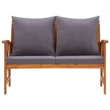 Garden Bench with Cushions 119 cm Solid Acacia Wood - Front View