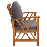 Garden Bench with Cushions 119 cm Solid Acacia Wood - Side View