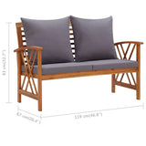 Garden Bench with Cushions 119 cm Solid Acacia Wood - Close-Up Angle