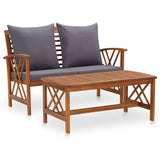 2 Piece Garden Lounge Set with Cushions Solid Acacia Wood