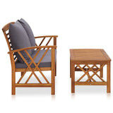 2 Piece Garden Lounge Set with Cushions Solid Acacia Wood - Front View