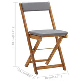 3 Piece Folding Bistro Set with Cushions Solid Acacia Wood - Extra Image