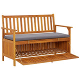 Garden Storage Bench 120 cm Solid Acacia Wood - Close-Up Angle
