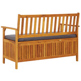 Garden Storage Bench 120 cm Solid Acacia Wood - Rear View