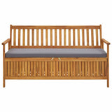 Garden Storage Bench with Cushion 148 cm Solid Acacia Wood - Front View