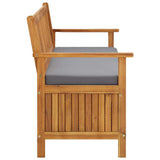 Garden Storage Bench with Cushion 148 cm Solid Acacia Wood - Side View