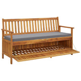 Garden Storage Bench with Cushion 148 cm Solid Acacia Wood - 45-Degree Angle