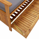 Garden Storage Bench with Cushion 148 cm Solid Acacia Wood - Low Angle