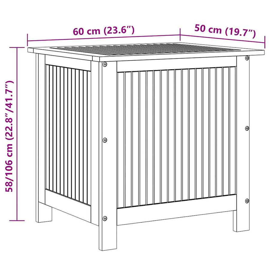 Garden Storage Box 60x50x58 cm Solid Wood Acacia