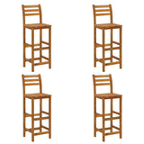 Bar Stools 4 pcs Solid Acacia Wood - Front View