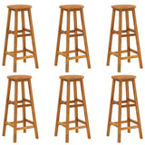Bar Stools 6 pcs Solid Acacia Wood - Front View