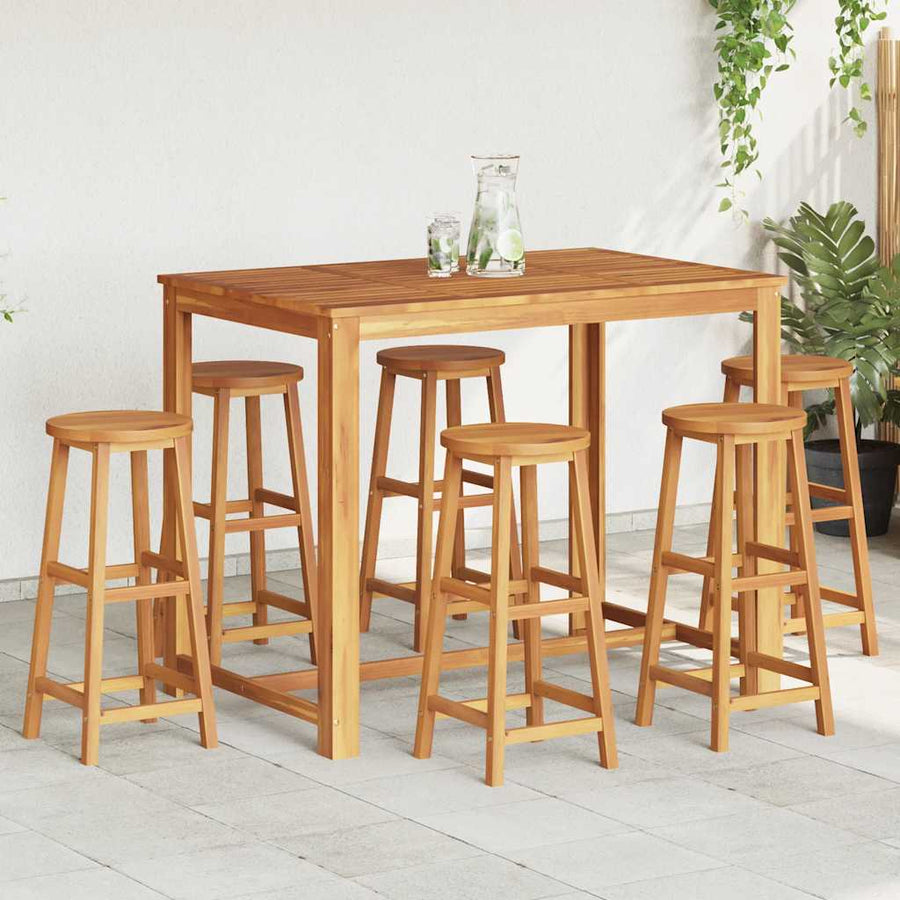 Bar Stools 6 pcs Solid Acacia Wood