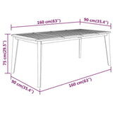 Garden Table 160x90x75 cm Solid Wood Acacia - 45-Degree Angle