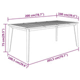 Garden Table 200x100x75 cm Solid Wood Acacia - 45-Degree Angle