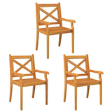 Outdoor Dining Chairs 3 pcs Solid Wood Acacia - Front View