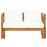 2-Seater Garden Bench with Cushions 122 cm Solid Acacia Wood - Front View