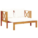 2-Seater Garden Bench with Cushions 122 cm Solid Acacia Wood - Side View