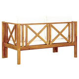 2-Seater Garden Bench with Cushions 122 cm Solid Acacia Wood - 45-Degree Angle