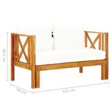 2-Seater Garden Bench with Cushions 122 cm Solid Acacia Wood - Low Angle
