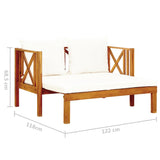2-Seater Garden Bench with Cushions 122 cm Solid Acacia Wood - Extra Image