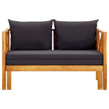 2-Seater Garden Bench with Cushions 122 cm Solid Acacia Wood - Front View