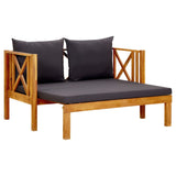 2-Seater Garden Bench with Cushions 122 cm Solid Acacia Wood - Side View
