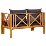 2-Seater Garden Bench with Cushions 122 cm Solid Acacia Wood - 45-Degree Angle