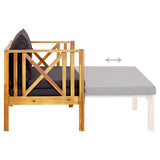 2-Seater Garden Bench with Cushions 122 cm Solid Acacia Wood - Rear View