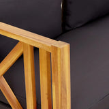 2-Seater Garden Bench with Cushions 122 cm Solid Acacia Wood - Close-Up Angle