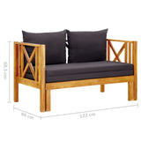 2-Seater Garden Bench with Cushions 122 cm Solid Acacia Wood - Low Angle