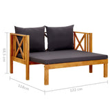 2-Seater Garden Bench with Cushions 122 cm Solid Acacia Wood - Extra Image