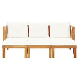 3-Seater Garden Bench with Cushions 179 cm Solid Acacia Wood - Front View