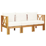 3-Seater Garden Bench with Cushions 179 cm Solid Acacia Wood - 45-Degree Angle