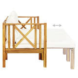 3-Seater Garden Bench with Cushions 179 cm Solid Acacia Wood - Rear View