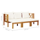 3-Seater Garden Bench with Cushions 179 cm Solid Acacia Wood - Extra Image