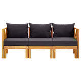 3-Seater Garden Bench with Cushions 179 cm Solid Acacia Wood - Front View