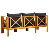 3-Seater Garden Bench with Cushions 179 cm Solid Acacia Wood - Top-Down View
