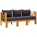 3-Seater Garden Bench with Cushions 179 cm Solid Acacia Wood - 45-Degree Angle