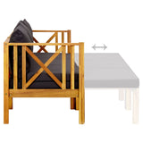 3-Seater Garden Bench with Cushions 179 cm Solid Acacia Wood - Rear View