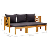 3-Seater Garden Bench with Cushions 179 cm Solid Acacia Wood - Extra Image