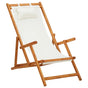 Folding Chair Solid Eucalyptus Wood and Fabric Cream