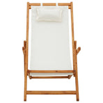 Folding Chair Solid Eucalyptus Wood and Fabric Cream