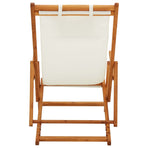 Folding Chair Solid Eucalyptus Wood and Fabric Cream