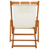 Folding Beach Chair Solid Eucalyptus Wood and Fabric Cream - 45-Degree Angle